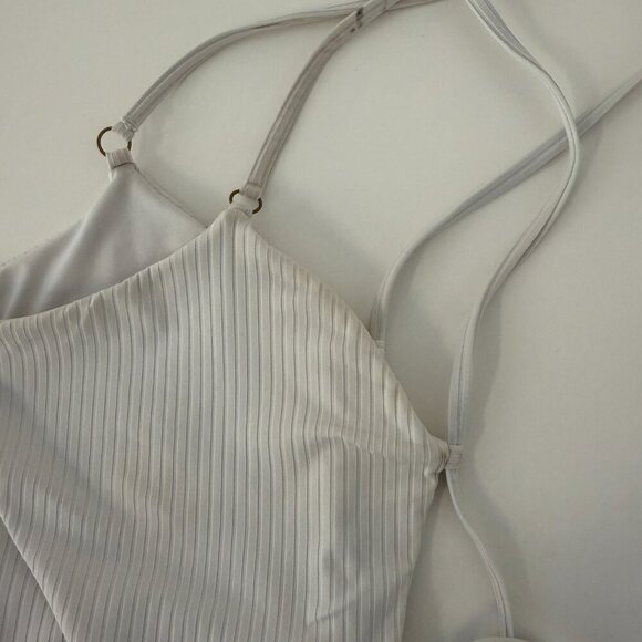 Vitamin A White Yara Wrap One Piece EcoRib Ribbed Bathing Swim Suit - Picture 7 of 10